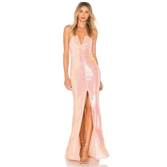 NBD Dreams From Yesterday Sequins Gown Electric Peach REVOLVE XS - Picture 2 of 8